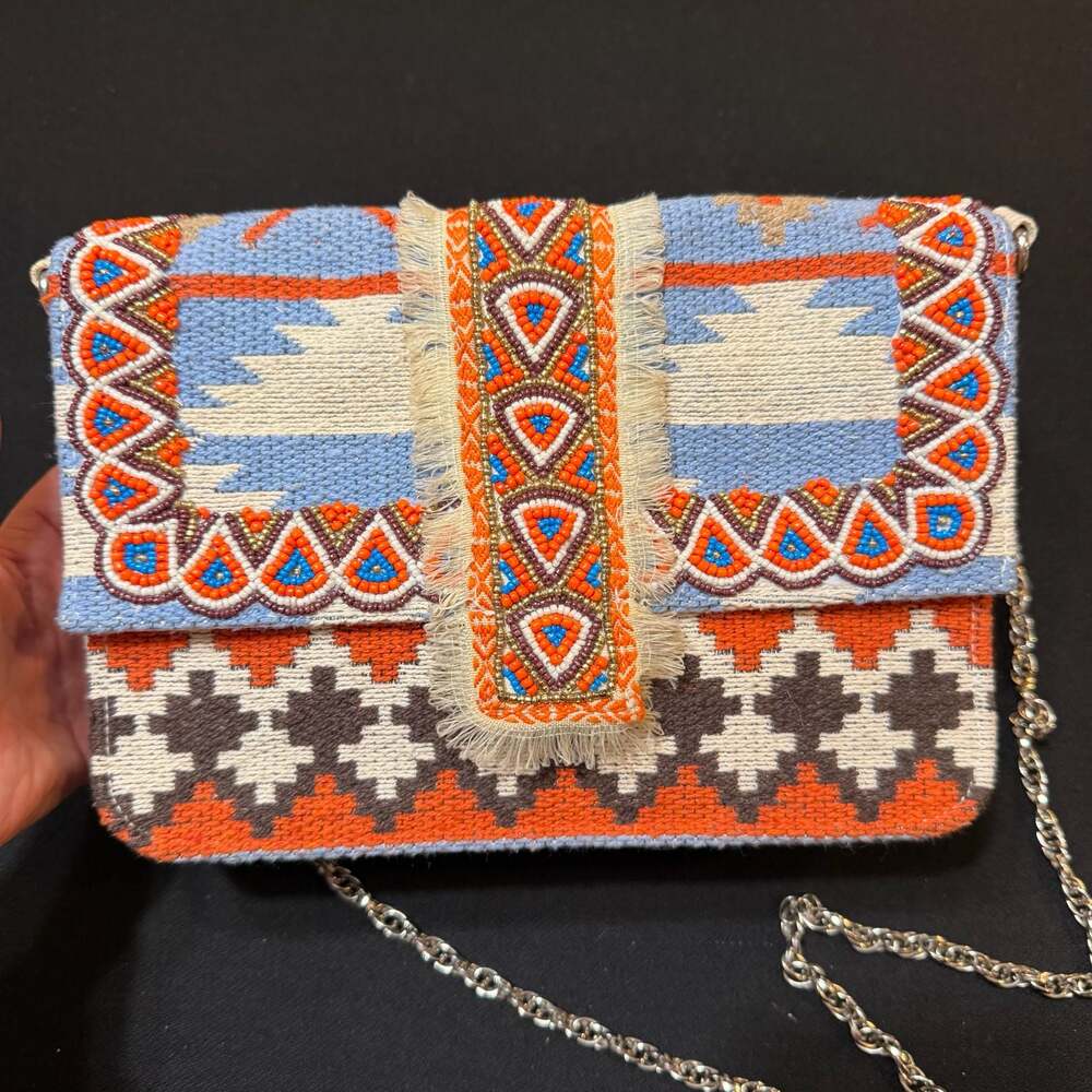 America & Beyond Southwestern Pattern Clutch Crossbody Bag Native American Style - Picture 2 of 16